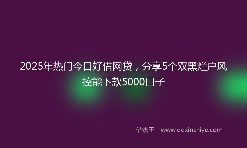 2025年热门今日好借网贷，分享5个双黑烂户风控能下款5000口子