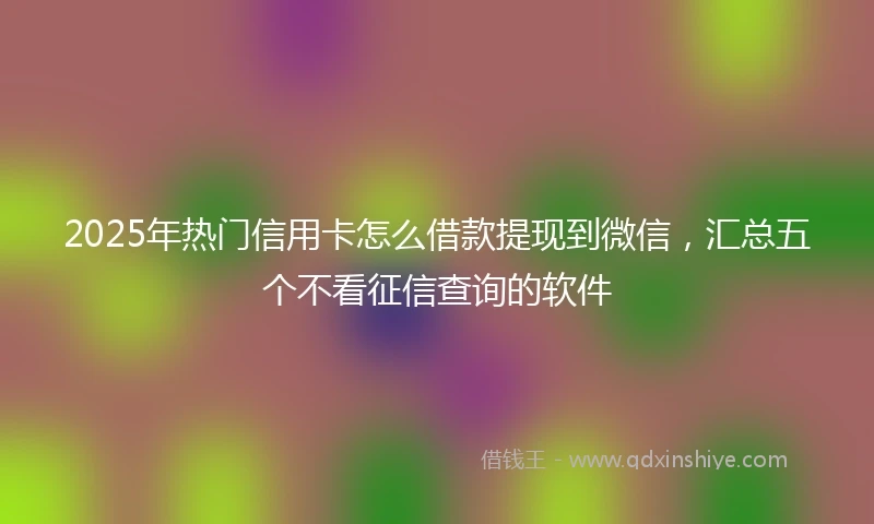 2025年热门信用卡怎么借款提现到微信，汇总五个不看征信查询的软件