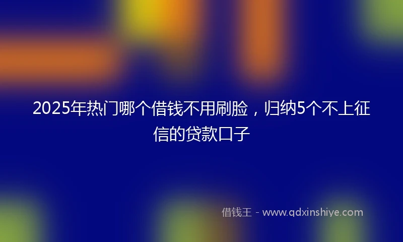 2025年热门哪个借钱不用刷脸，归纳5个不上征信的贷款口子