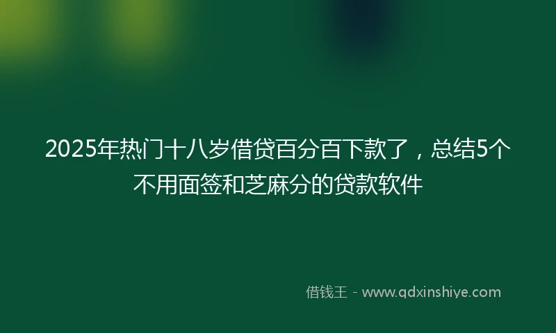 2025年热门十八岁借贷百分百下款了，总结5个不用面签和芝麻分的贷款软件