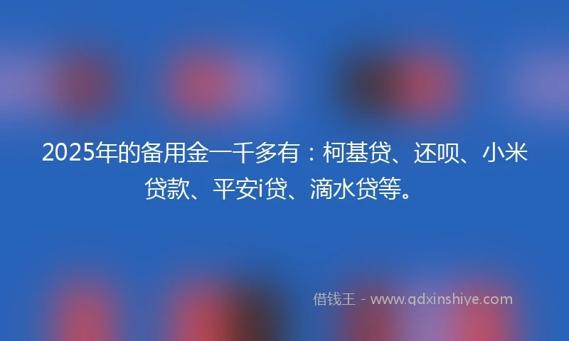 2025年的备用金一千多有:柯基贷、还呗、小米贷款、平安i贷、滴水贷等。