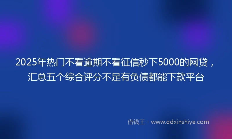2025年热门不看逾期不看征信秒下5000的网贷,汇总五个综合评分不足有负债都能下款平台