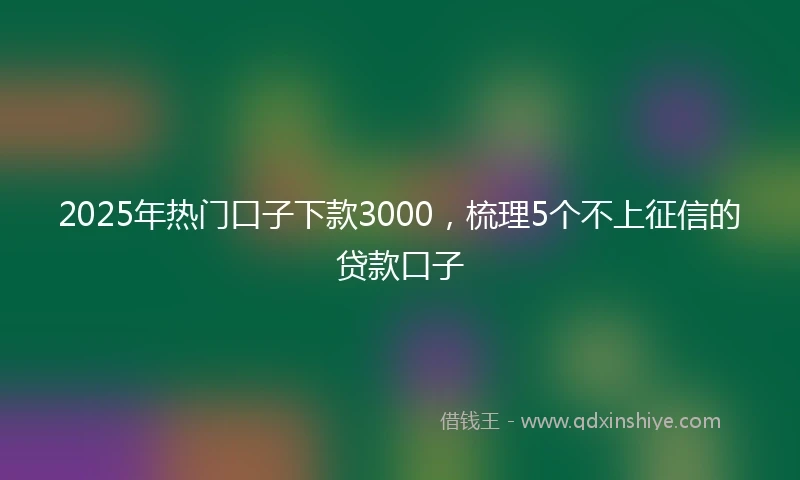 2025年热门口子下款3000，梳理5个不上征信的贷款口子