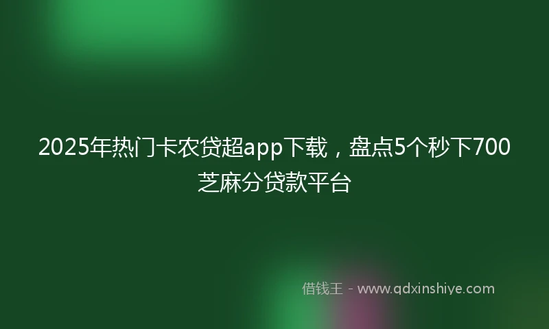 2025年热门卡农贷超app下载，盘点5个秒下700芝麻分贷款平台