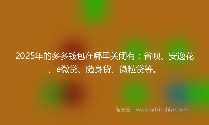 2025年的多多钱包在哪里关闭有：省呗、安逸花、e微贷、随身贷、微粒贷等。