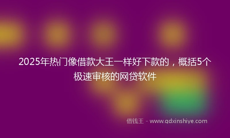 2025年热门像借款大王一样好下款的，概括5个极速审核的网贷软件