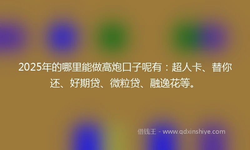 2025年的哪里能做高炮口子呢有：超人卡、替你还、好期贷、微粒贷、融逸花等。