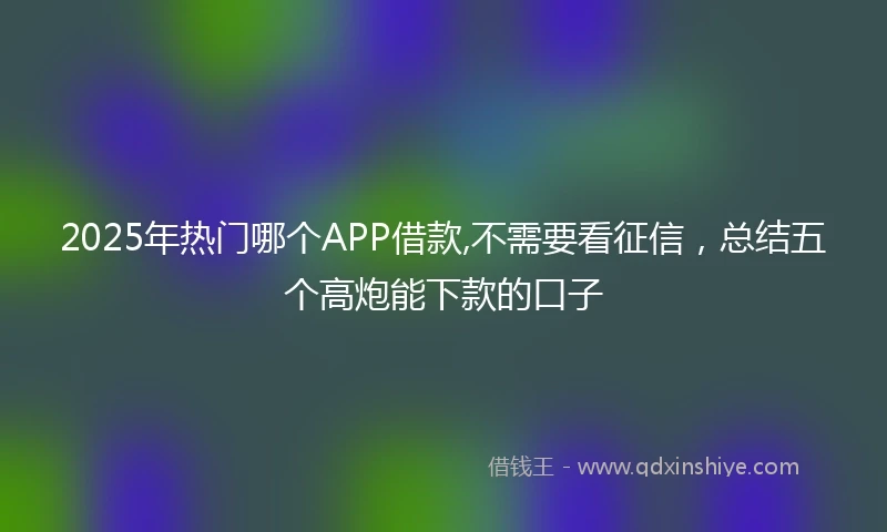 2025年热门哪个APP借款,不需要看征信，总结五个高炮能下款的口子