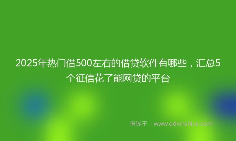 2025年热门借500左右的借贷软件有哪些，汇总5个征信花了能网贷的平台
