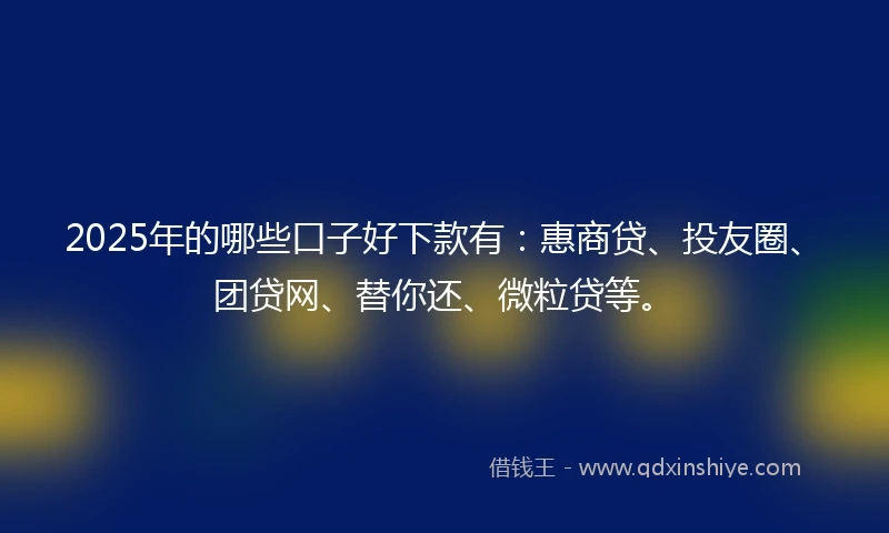 2025年的哪些口子好下款有：惠商贷、投友圈、团贷网、替你还、微粒贷等。