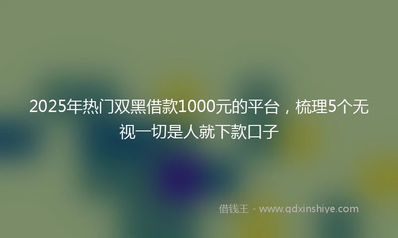 2025年热门双黑借款1000元的平台，梳理5个无视一切是人就下款口子