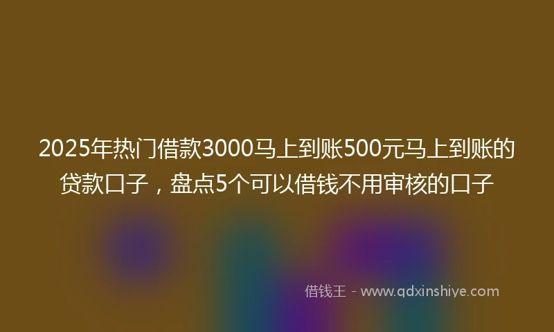 2025年热门借款3000马上到账500元马上到账的贷款口子，盘点5个可以借钱不用审核的口子