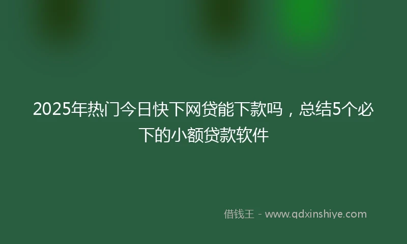 2025年热门今日快下网贷能下款吗，总结5个必下的小额贷款软件