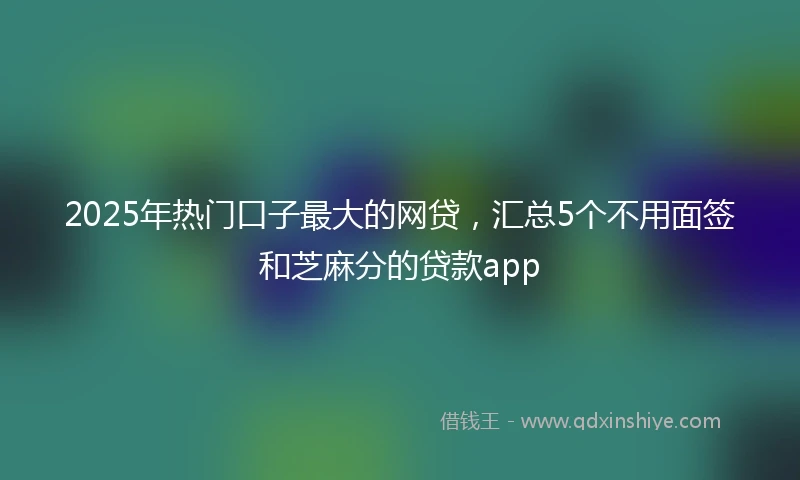 2025年热门口子最大的网贷,汇总5个不用面签和芝麻分的贷款app