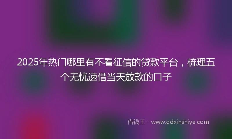 2025年热门哪里有不看征信的贷款平台，梳理五个无忧速借当天放款的口子