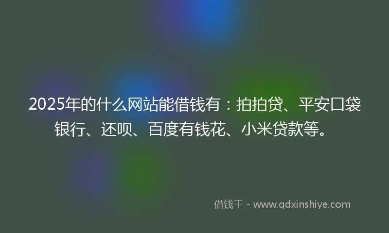2025年的什么网站能借钱有：拍拍贷、平安口袋银行、还呗、百度有钱花、小米贷款等。