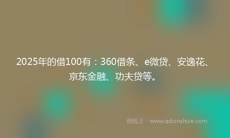 2025年的借100有：360借条、e微贷、安逸花、京东金融、功夫贷等。
