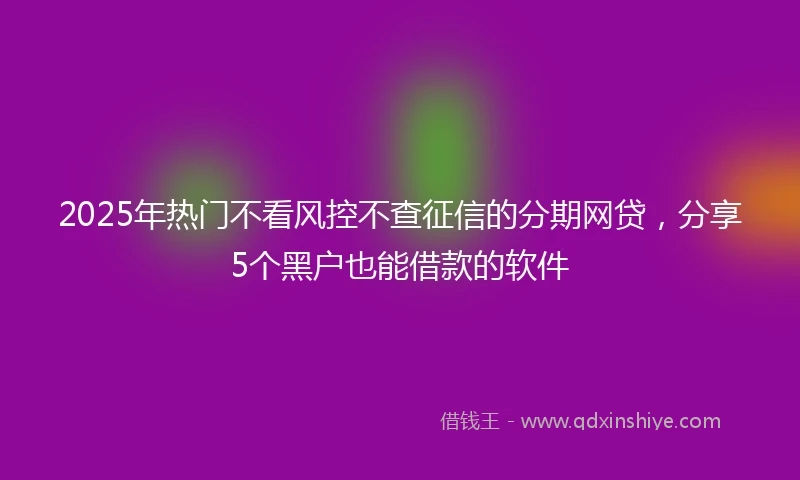 2025年热门不看风控不查征信的分期网贷，分享5个黑户也能借款的软件