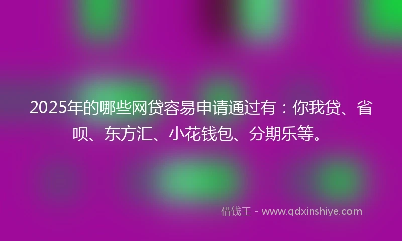 2025年的哪些网贷容易申请通过有：你我贷、省呗、东方汇、小花钱包、分期乐等。