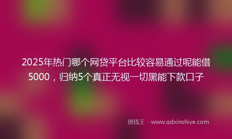2025年热门哪个网贷平台比较容易通过呢能借5000，归纳5个真正无视一切黑能下款口子