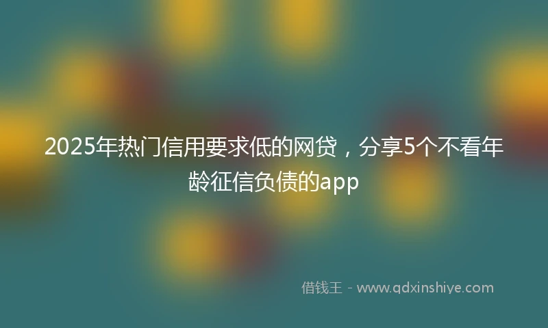 2025年热门信用要求低的网贷，分享5个不看年龄征信负债的app
