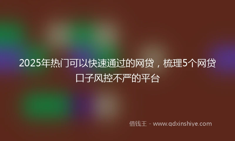 2025年热门可以快速通过的网贷，梳理5个网贷口子风控不严的平台