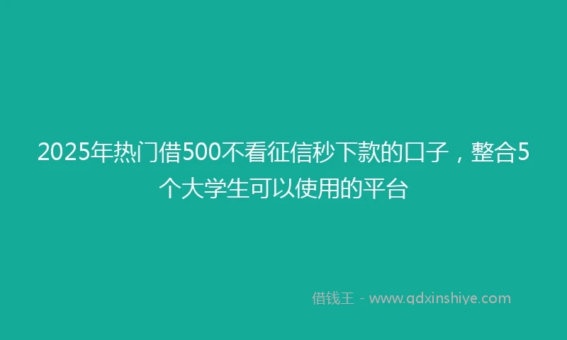 2025年热门借500不看征信秒下款的口子,整合5个大学生可以使用的平台