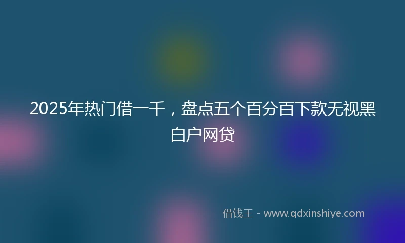 2025年热门借一千,盘点五个百分百下款无视黑白户网贷