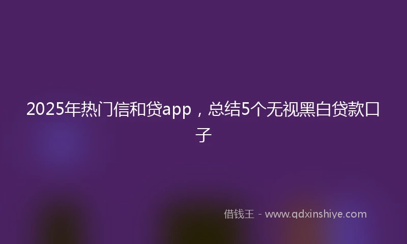 2025年热门信和贷app，总结5个无视黑白贷款口子