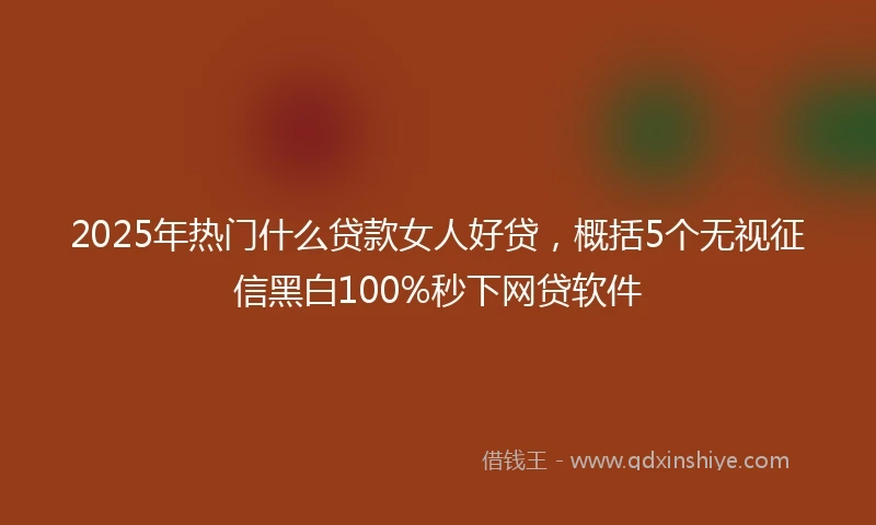 2025年热门什么贷款女人好贷，概括5个无视征信黑白100%秒下网贷软件