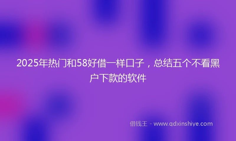 2025年热门和58好借一样口子，总结五个不看黑户下款的软件