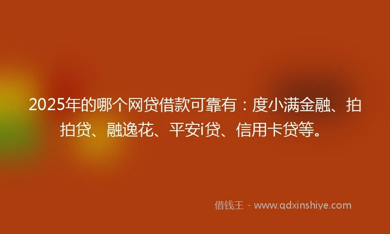 2025年的哪个网贷借款可靠有：度小满金融、拍拍贷、融逸花、平安i贷、信用卡贷等。