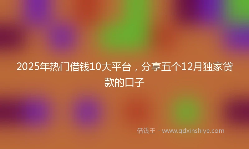 2025年热门借钱10大平台，分享五个12月独家贷款的口子