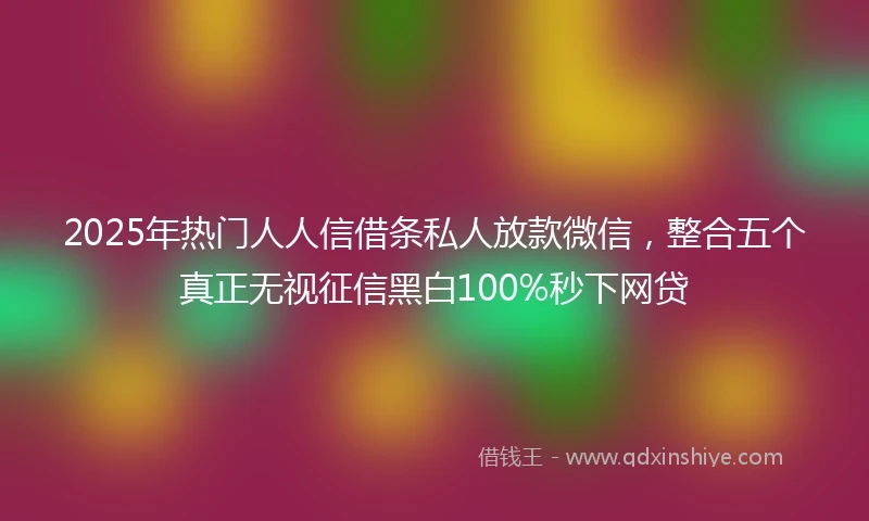 2025年热门人人信借条私人放款微信，整合五个真正无视征信黑白100%秒下网贷