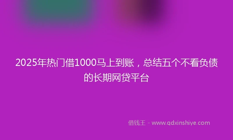 2025年热门借1000马上到账，总结五个不看负债的长期网贷平台