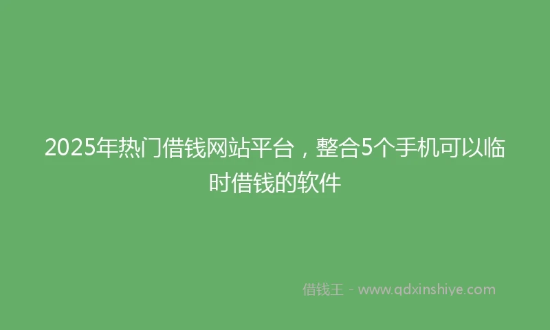 2025年热门借钱网站平台，整合5个手机可以临时借钱的软件