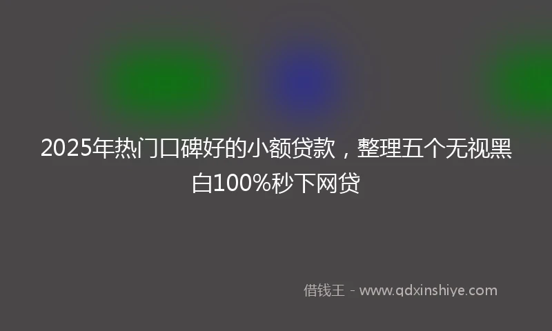 2025年热门口碑好的小额贷款，整理五个无视黑白100%秒下网贷