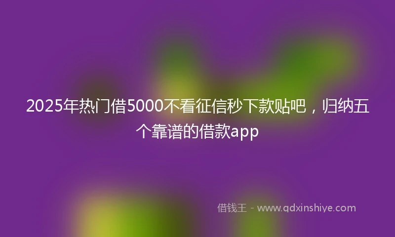 2025年热门借5000不看征信秒下款贴吧,归纳五个靠谱的借款app