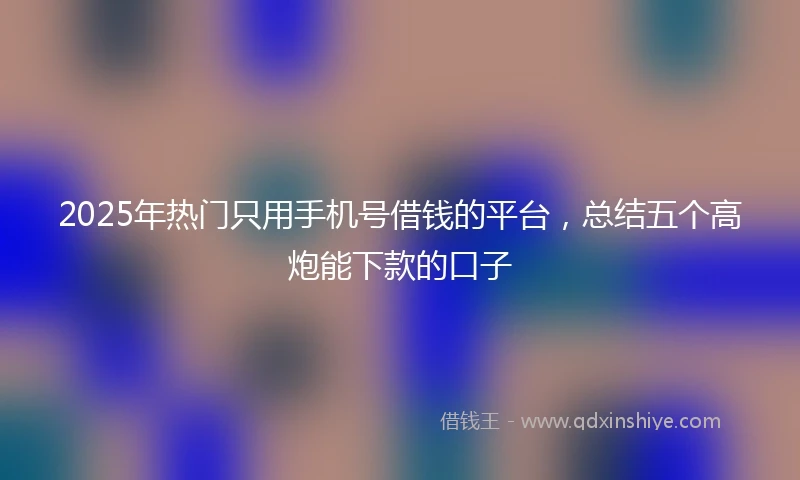 2025年热门只用手机号借钱的平台，总结五个高炮能下款的口子