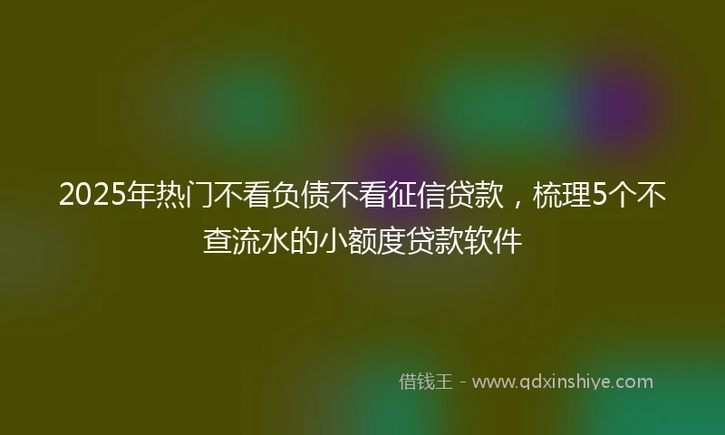 2025年热门不看负债不看征信贷款，梳理5个不查流水的小额度贷款软件