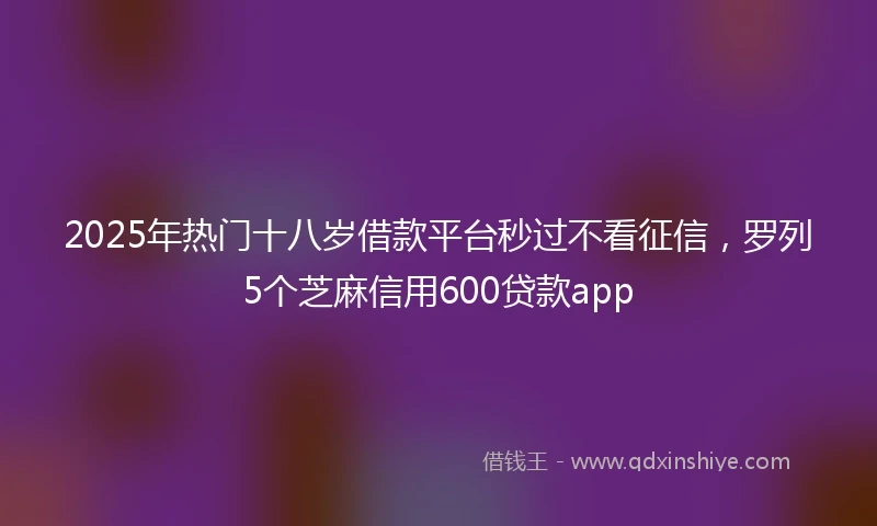 2025年热门十八岁借款平台秒过不看征信，罗列5个芝麻信用600贷款app