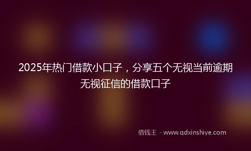 2025年热门借款小口子，分享五个无视当前逾期无视征信的借款口子