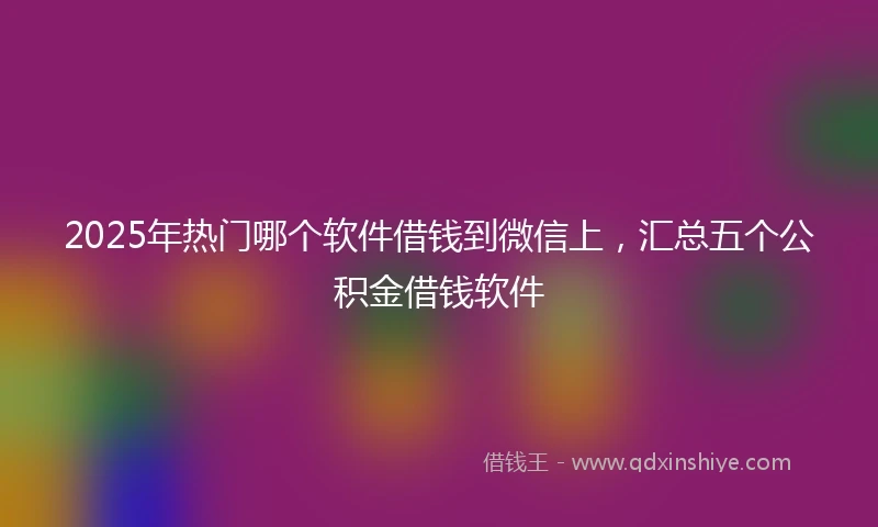 2025年热门哪个软件借钱到微信上，汇总五个公积金借钱软件