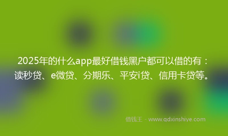 2025年的什么app最好借钱黑户都可以借的有:读秒贷、e微贷、分期乐、平安i贷、信用卡贷等。