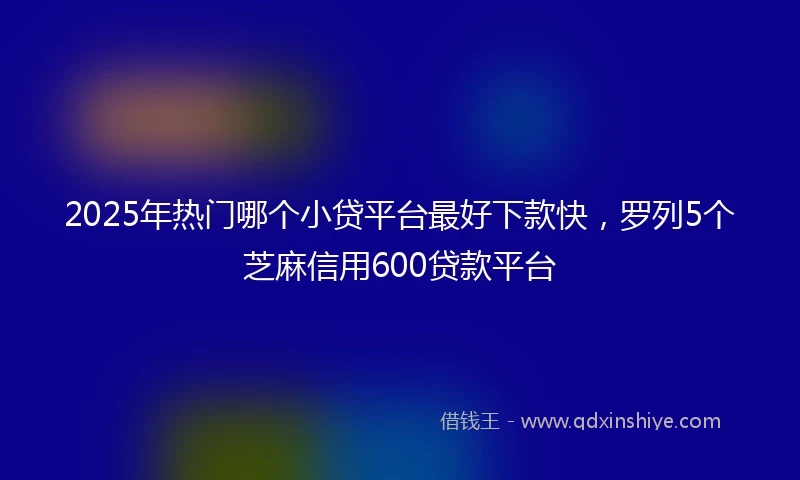 2025年热门哪个小贷平台最好下款快，罗列5个芝麻信用600贷款平台