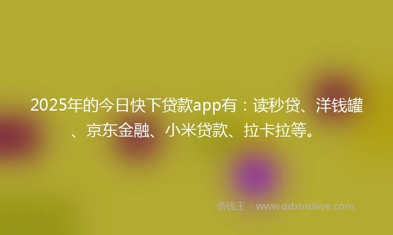 2025年的今日快下贷款app有：读秒贷、洋钱罐、京东金融、小米贷款、拉卡拉等。