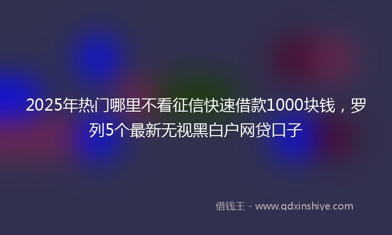 2025年热门哪里不看征信快速借款1000块钱，罗列5个最新无视黑白户网贷口子
