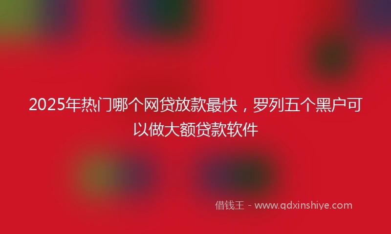 2025年热门哪个网贷放款最快,罗列五个黑户可以做大额贷款软件