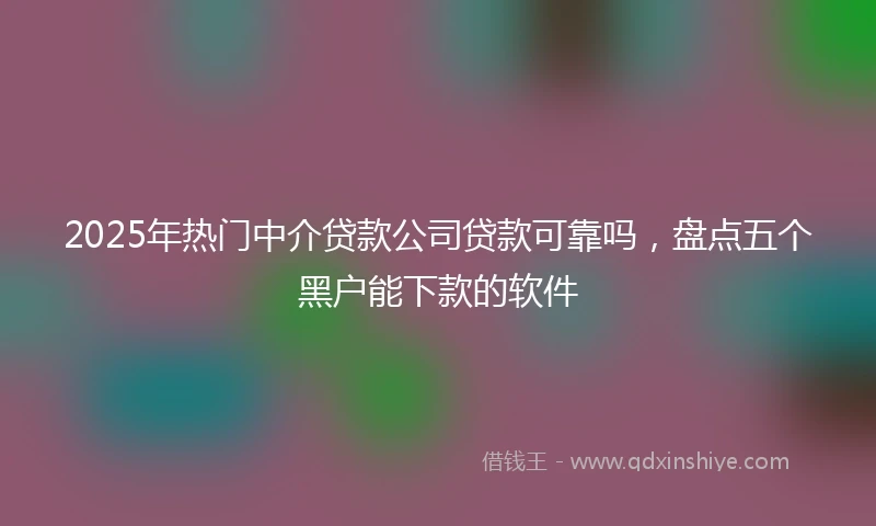 2025年热门中介贷款公司贷款可靠吗，盘点五个黑户能下款的软件