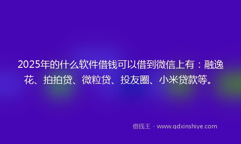 2025年的什么软件借钱可以借到微信上有：融逸花、拍拍贷、微粒贷、投友圈、小米贷款等。